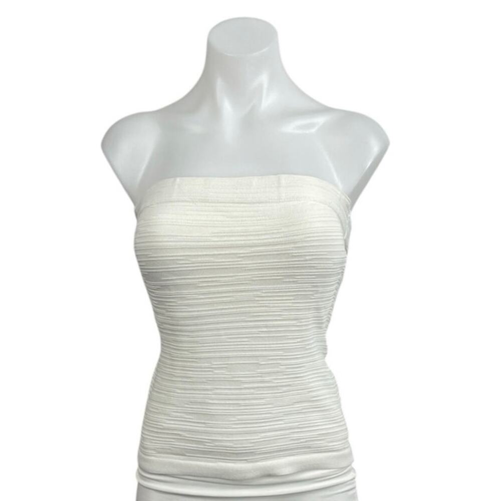 COS Women's White Textured Sleeveless Strapless Body Hugging Tube Bandeau Top S